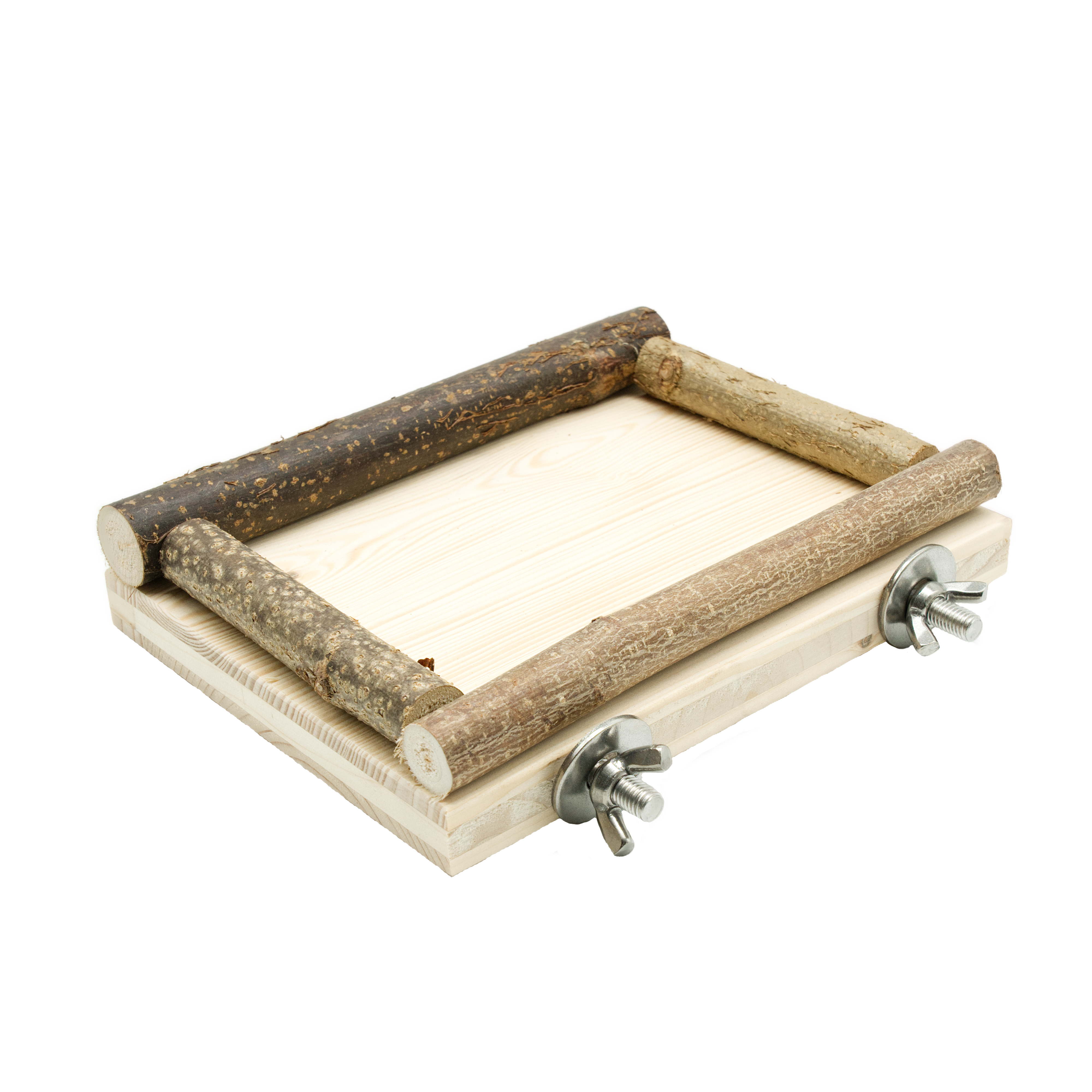 koernerbude_sitzbrett_20x15x2cm_mit-haselnuss_fuer_nagetiere_und_voegel Körnerbude Futtersitzbrett, Edelstahl 20 x 15 cm