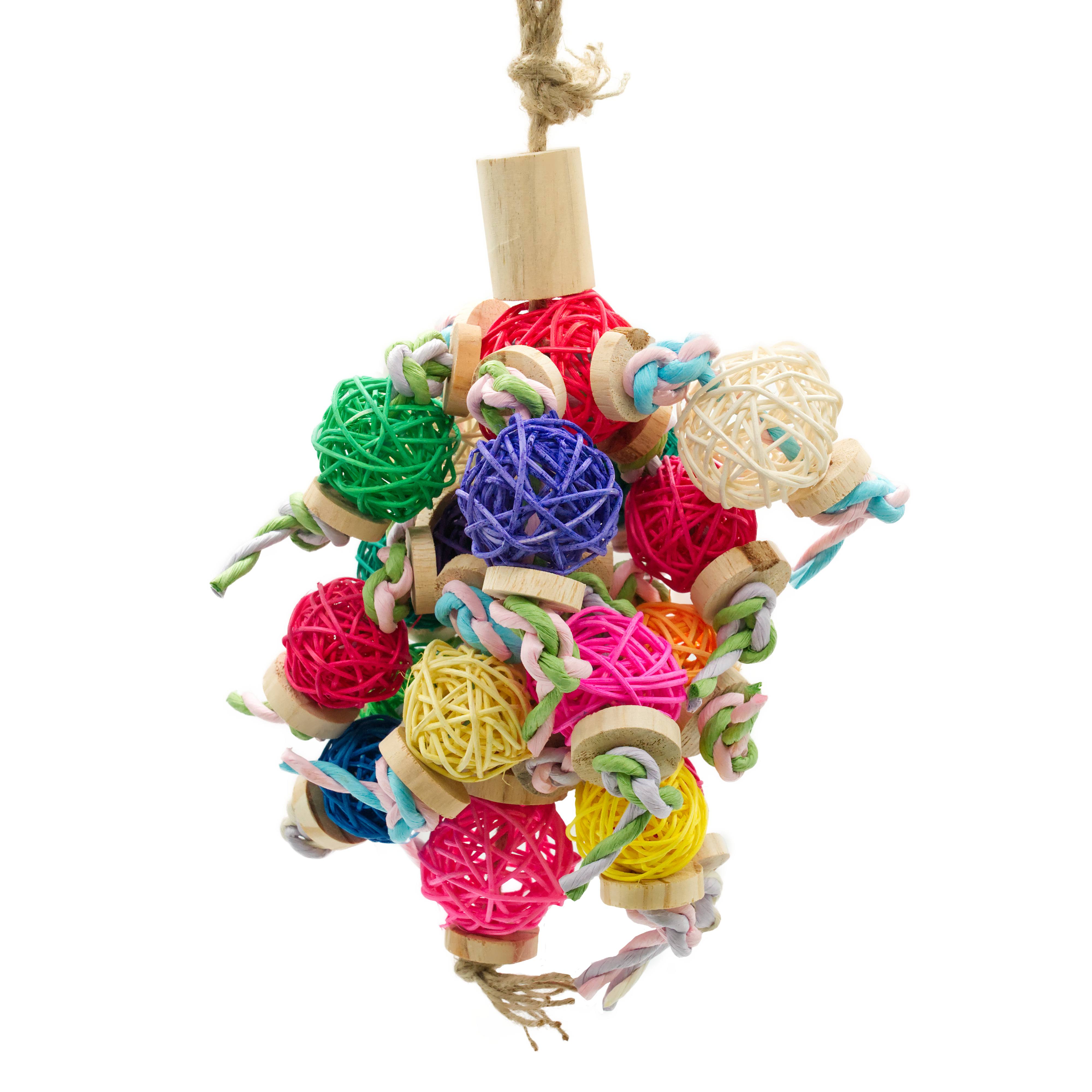 cage-toy-mit-geflechteb-llen-vogelspielzeug Cage Toy, Spielzeug mit Geflechtbällen