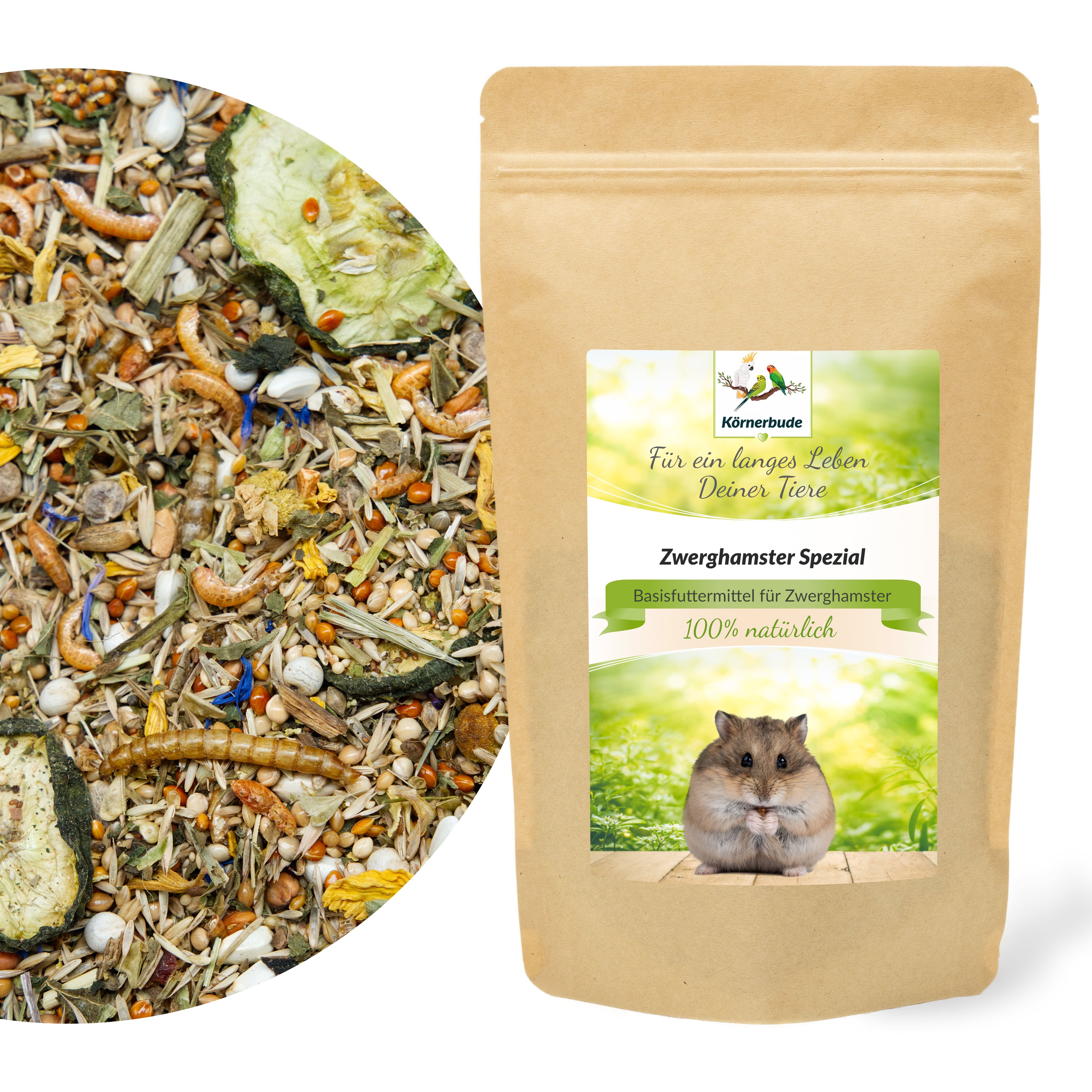 zwerghamster_spezial_zwerghamsterfutter_mit_tuete_koernerbude Zwerghamster Spezial